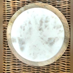 Crate & Barrel marble and wood cheese plate